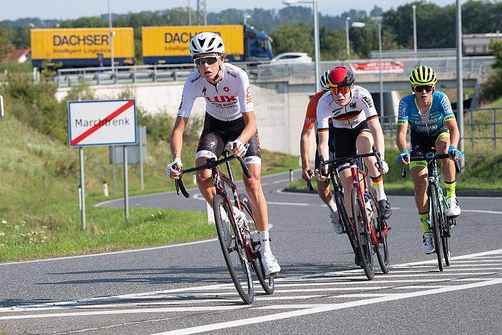Cederic Abt (GER, Team Deutschland), Kenay De Moyer (BEL, Acrog-Tormans BC), Leo Gullickson (USA, LUX/Sideshow p/b Specialized) 46. Int. Keine Sorgen,  Junioren Rundfahrt UCI Kat. MJ 2.1, 1. Etappe Haid/Ansfelden - Marchtrenk