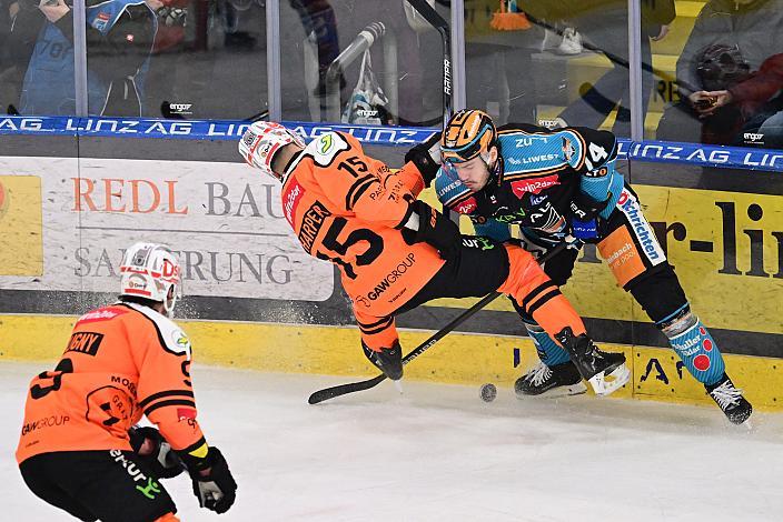 Stephen Harper (Moser Medical Graz 99ers), Nico Feldner (Steinbach Black Wings Linz) Win2Day ICE Hockey League,  Steinbach Black Wings Linz vs Moser Medical Graz 99ers,  Linz AG Eisarena 