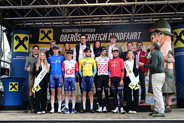 Das Podest, Tibor del Grosso (NED, Alpecin-Deceuninck Development Team), Lukas Meiler (GER, Team Vorarlberg),  Bester Österreicher 2. Platz Riccardo Zoidl (AUT, Team Felt - Felbermayr), Adrien Maire (FRA, TDT - Unibet Cycling Team) Etappen und  Gesamtsieger der 14. Oberösterreich Rundfahrt , 3. Platz Aaron Dockx (BEL, Alpecin-Deceuninck Development Team), St. Florian - Höss, Hinterstoder , 14. Int. Raiffeisen OÖ-Radrundfahrt UCI Kat. 2.2