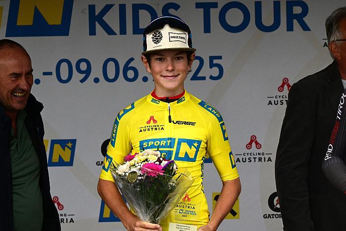 Im Gelben Trikot der Kids Tour Georg Wartlsteiner (AUT, LRV Tirol / OOE), Zeitfahren Herzogenburg, 3. Etappe Sportland NOE Kids Tour