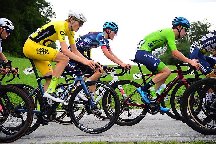 Im Gelben Trikot des Gesamtführenden Jasper Verbrugge (BEL, Acrog-Tormans), 50. OÖ Junioren Rundfahrt, 2. Etappe Sarleinsbach - Sarleinsbach