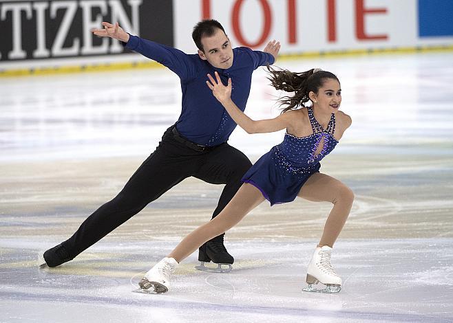 Gabrielle Levesque, Pier-Alexandre Hudon, CAN, Paarlauf KÃ¼r, ISU Eiskunstlauf Junioren GP Linz