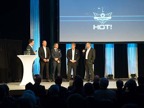  v.l. Christian Perthaler, Peter Zauner, Karl Egger, Ing. Peter Freunschlag, Peter Zauner, EHC Liwest Black Wings Linz
