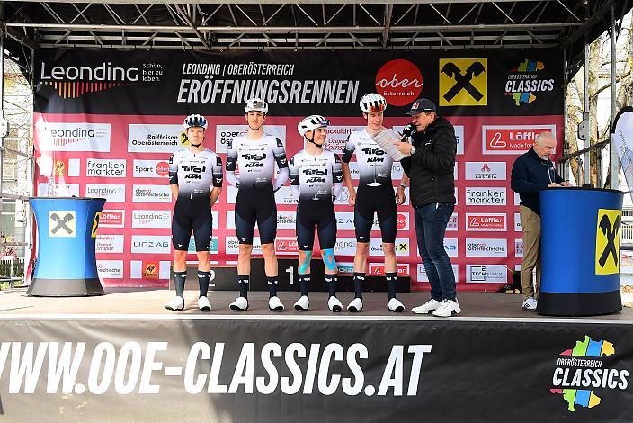 Tirol KTM Cycling Team, Nicolas Ginter (SUI, Tirol KTM Cycling Team), Felix Rützler (AUT, Tirol KTM Cycling Team), Zeno Levi Winter (GER, Tirol KTM Cycling Team), Jonas Holzknecht (AUT, Tirol KTM Cycling Team), tir 65. Rad Saison Eroeffnungsrennen Leonding