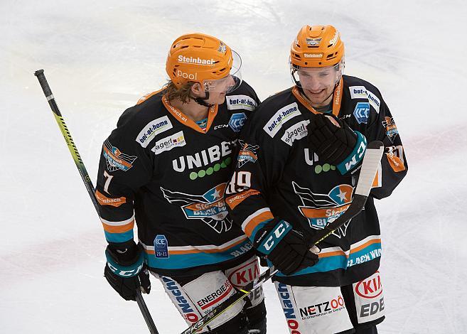Brian Lebler (Steinbach Black Wings 1992), Marco Brucker (Steinbach Black Wings 1992) Steinbach Black Wings 1992 vs Graz 99ers, Qualifikationsrunfe Eishockey, Bet at Home ICE Hockey League