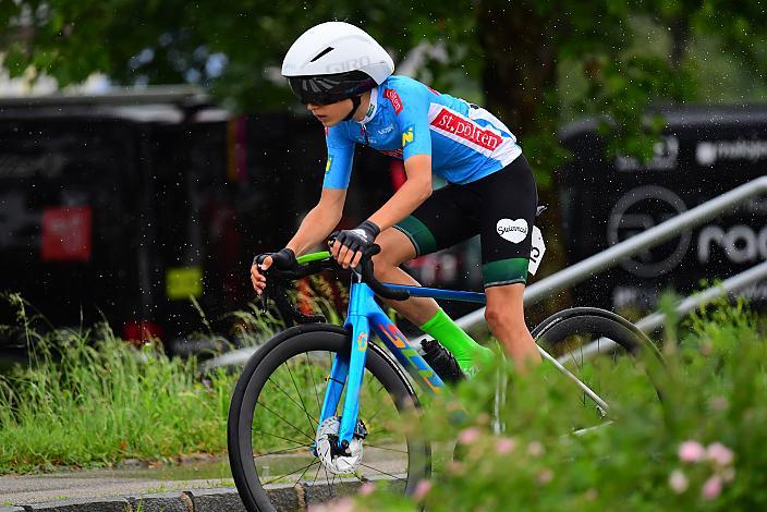 Im Trikot des Besten Österreichers, Alexander Walcher (AUT, LRV Steiermark), Zeitfahren Herzogenburg, 3. Etappe Sportland NOE Kids Tour