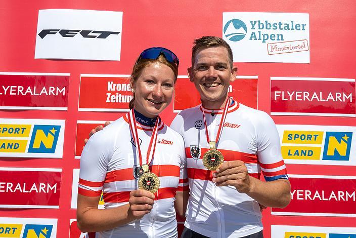 Gregor Mühlberger (AUT, Movistar Team), Staatsmeisterin Carina Schrempf (AUT, Fenix-Deceuninck)  ÖM Staatsmeisterschaft, Strasse, Waidhofen an der Ybbs - Hollenstein