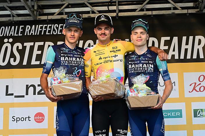 Podest Gesamt 2. Platz Jan Michal Jackowiak (POL, Bahrain Victorious Development Team), Etappensieger Dominik Röber (GER, Team Vorarlberg), 3. Platz Kasper Borremans (FIN, Bahrain Victorious Development Team)  4. Etappe Aigen - Schlägl Aigen - Schlägl, Oberösterreich Rundfahrt