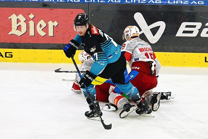 Brian Lebler (Steinbach Black Wings Linz), David Waschnig (EC KAC), 41. Runde ICE, Steinbach Black Wings Linz vs EC KAC, Linz AG Eisarena 