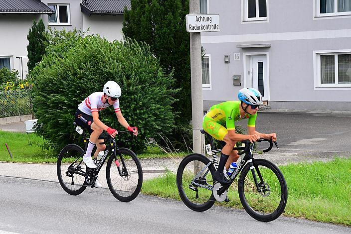 Bester Österreicher Michael Hettegger (AUT, LRV Oberösterreich), Enzo Lesueur  (FRA, Racing U19, PTC) 50. OÖ Junioren Rundfahrt, 3. Etappe Bad Wimsbach Strass im Attergau