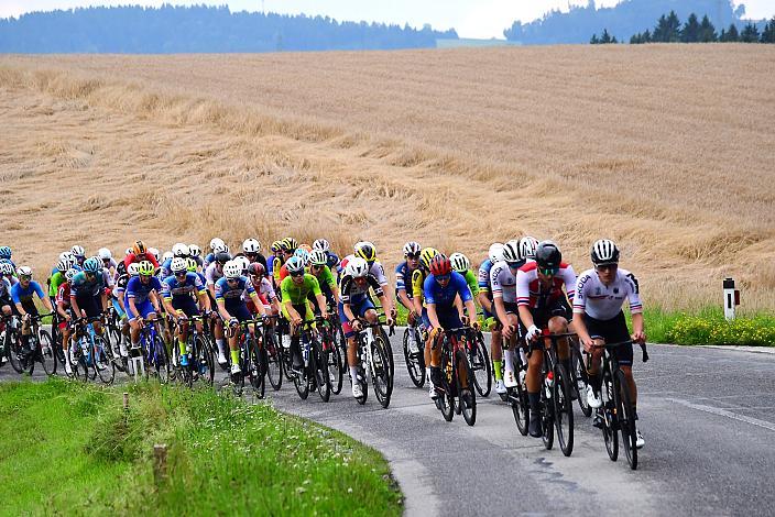 Das Peloton bei Sprintzenstein, 50. OÖ Junioren Rundfahrt, 2. Etappe Sarleinsbach - Sarleinsbach