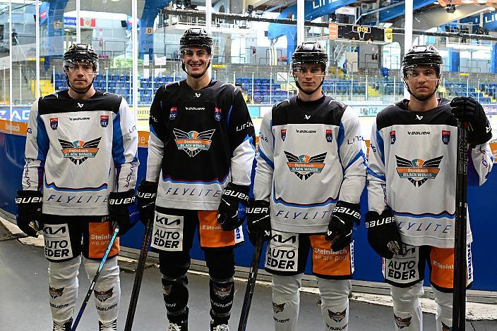 Neu im Team Ryan MacKinnon (Steinbach Black Wings Linz), Tim Geifes, Luis Lindner, Aljaz Predan (Steinbach Black Wings Linz), Luis Lindner, (Steinbach Black Wings Linz) Erstes Eistraining, Steinbach Black Wings Linz , Linz AG Eisarena