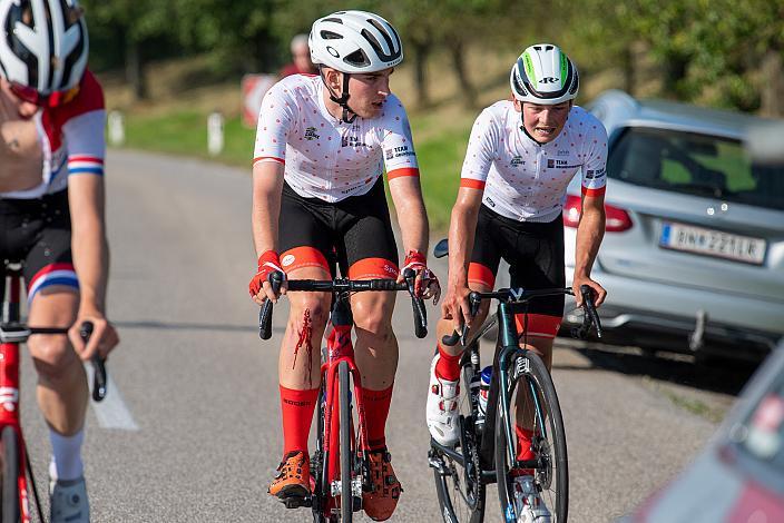 Moritz Hörandtner (AUT, Team Oberösterreich), Jonas Holzknecht (AUT, Team Oberösterreich) 46. Int. Keine Sorgen,  Junioren Rundfahrt UCI Kat. MJ 2.1, 1. Etappe Haid/Ansfelden - Marchtrenk