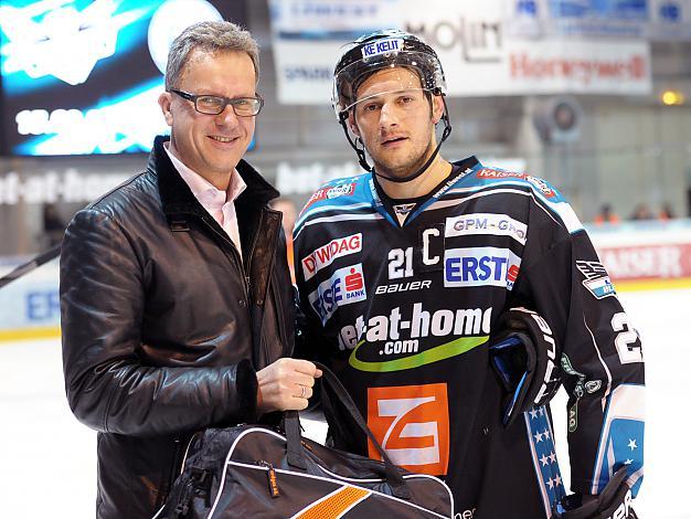 #21Philipp Lukas, Linz Spieler des Abends, EHC Liwest Black Wings Linz vs EC KAC, Zwischenrunde
