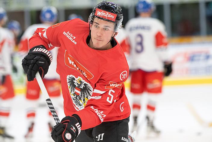 Verteidiger Philipp Wimmer (AUT) Österreich vs Tschechische Republik, Eishockey Nationalteam, Testspiel Linz, Oberösterreich 