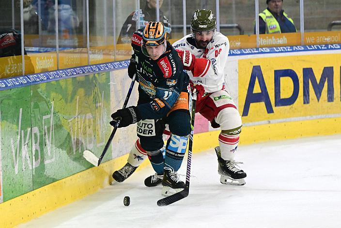 Brodi Stuart (Steinbach Black Wings Linz), Scott Valentine (HCB Suedtirol Alperia) Steinbach Black Wings Linz vs HCB Südtirol Alperia, ICE Eishockey Liga, Linz AG Eisarena
