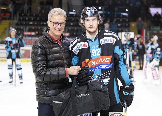 Spieler des Abends Troy Rutkowski (EHC Liwest Black Wings Linz) EHC Liwest Black Wings Linz - Dornbirn Bulldogs Qualifikationsrunde