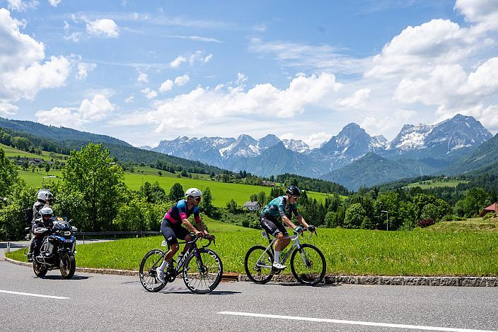 Die Ausreisser Lorenzo Ginestra (ITA, Swatt Club), Leon Arenz (GER, Rembe - rad-net), 4. Etappe St.Florian /Asten - Hinterstoder/Höss 15. Int. Raiffeisen OÖ-Radrundfahrt UCI Kat. 2.2