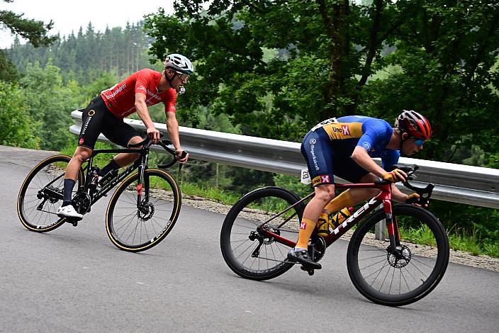Valentin Hofer (AUT, LRV Oberösterreich), Neu im Bergtrikot Kristinus Christiansen (NOR, Team Ringerike), 50. OÖ Junioren Rundfahrt, 2. Etappe Sarleinsbach - Sarleinsbach