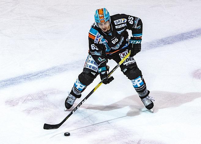 Im Bild: Steve Oleksy (EHC Liwest Black Wings Linz) Eishockey,  EHC Liwest Black Wings Linz vs HC Orli Znojmo
