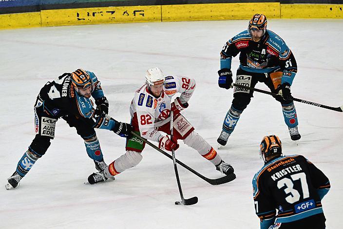 Nico Feldner (Steinbach Black Wings Linz), Sean Collins (Steinbach Black Wings Linz), Andreas Kristler (Steinbach Black Wings Linz) , Thimo Nickl (EC KAC), Semifinale 6, Win2Day ICE Hockey League, 2. Semifinale, Steinbach Black Wings Linz vs EC KAC,  Linz AG Eisarena 