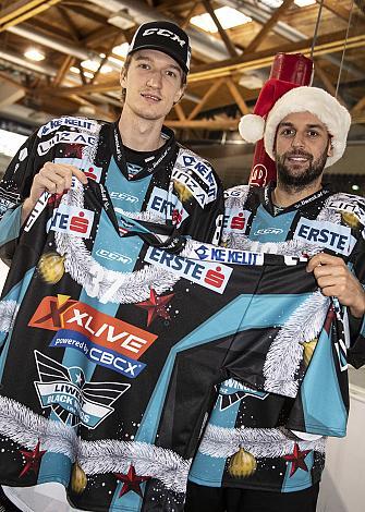 Laurens Ober (EHC Liwest Black Wings Linz), Dragan Umicevic (EHC Liwest Black Wings Linz) Weihnachtstrikot Trikot
