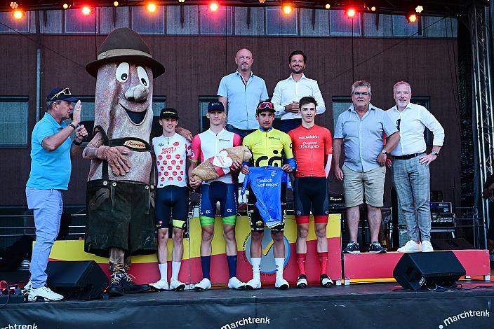 Trikotträger nach der 1. Etappe. 1. Etappe,  51. Int. Oberösterreich Junioren Rundfahrt, Marchtrenk - Marchtrenk