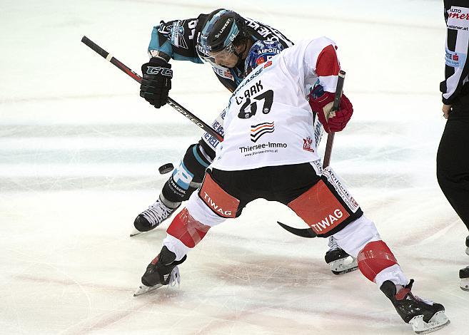 Corey Locke (EHC Liwest Black Wings Linz), Andrew Clark (HC TWK Innsbruck  Die Haie)  EHC Liwest Black Wings Linz vs HC TWK Innsbruck Die Haie