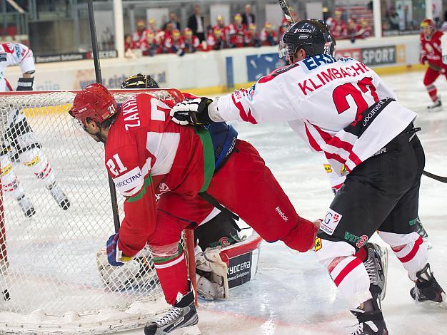Sven Klmbacher, AUT und Konstantin Zakharov, BLR, Oesterreich vs Weissrussland, IIHF Euro Hockey Challenge