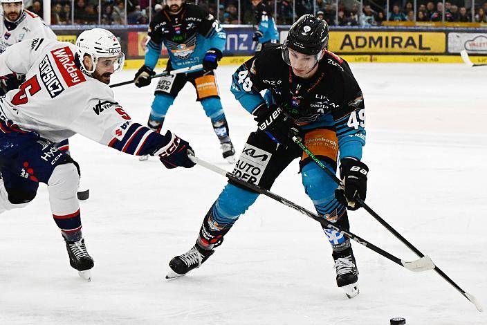 Graham Knott (Steinbach Black Wings Linz), Bence Stipsicz (Hydro Fehervar AV 19), 34. Runde ICE, Steinbach Black Wings Linz vs Hydro Fehervar AV 19, Linz AG Eisarena 