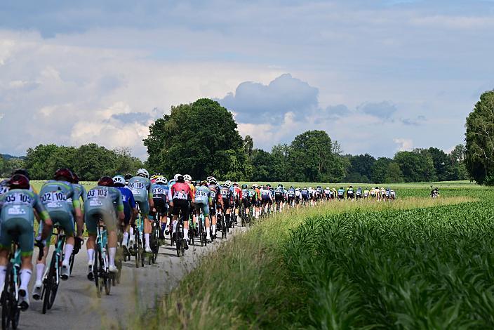 Das Peloton in Oberndorf am Inn, 2. Etappe Eferding - Reichersberg, Oberösterreich Rundfahrt