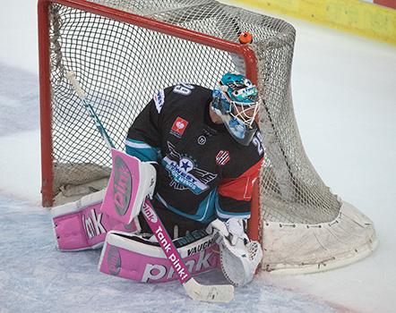 goalkeeper Michael Ouzas #29 of Black Wings Linz, EHC Liwest Black Wings Linz vs SC Bern