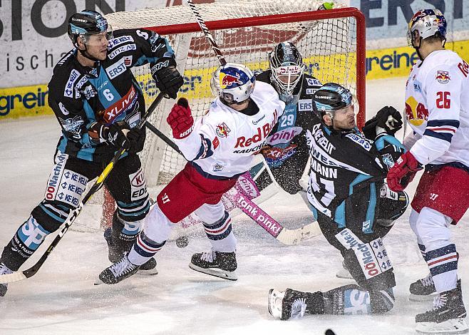  Jonathan D Aversa (EHC Liwest Black Wings Linz), Alexander Rauchenwald (EC Red Bull Salzburg), Tormann Michael Ouzas (EHC Liwest Black Wings Linz) EHC Liwest Black Wings Linz vs EC Red Bull Salzburg