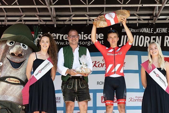 Im Roten Trikot des besten Österreichers Benjamin Eckerstorfer (AUT, Team Österreich), Bad Wimsbach - Strass im Attergau, Int. "Keine Sorgen" Junioren Rundfahrt UCI Kat. 2.1 MJ