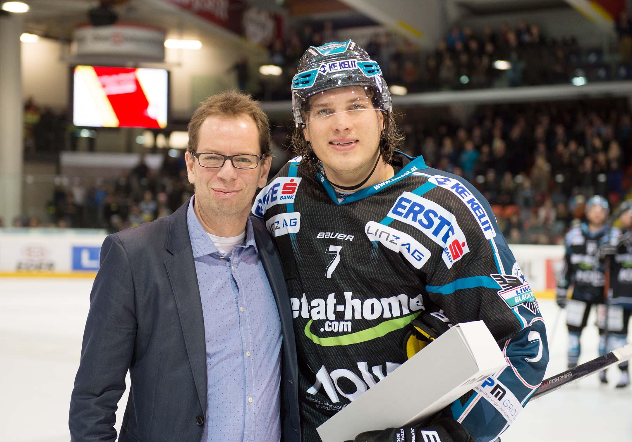 Brian Lebler, Linz Spieler des Abends, EHC Liwest Black Wings Linz vs Dornbirner EC