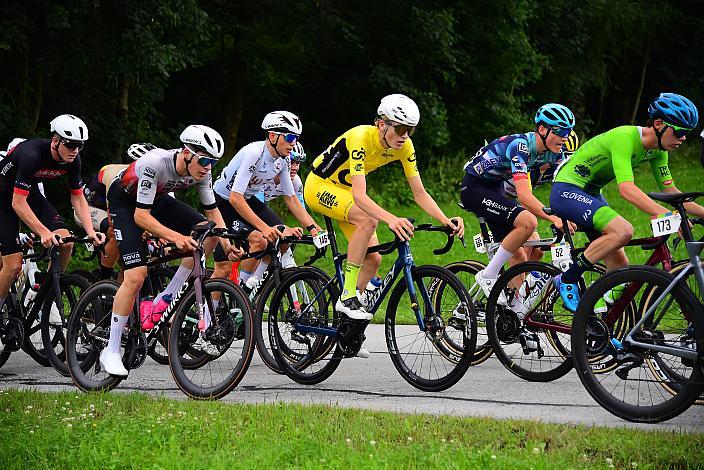 Im Gelben Trikot des Gesamtführenden Jasper Verbrugge (BEL, Acrog-Tormans), 50. OÖ Junioren Rundfahrt, 2. Etappe Sarleinsbach - Sarleinsbach