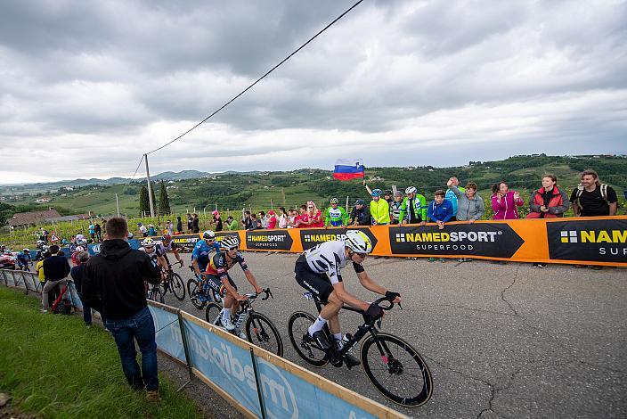 Das Feld am Weg zur Bergwertung Gornje Cerovo in Slowenien Stage 15 Grado - Gorizia (147km), 104. Giro d Italia, UCI Worl Tour