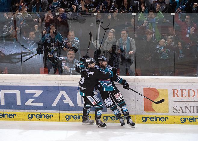 Dan DaSilva (EHC Liwest Black Wings Linz) jubelt  EHC Liwest Black Wings Linz vs EC Red Bull  Salzburg 4. Semifinale