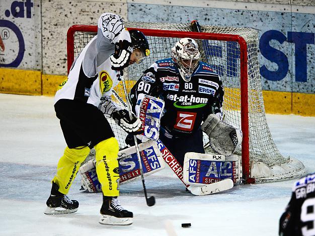 Tormann David LeNeveu, Linz und Andrew Kozek, Dornbirn, EHC Liwest Black Wings Linz vs Dornbirner EC