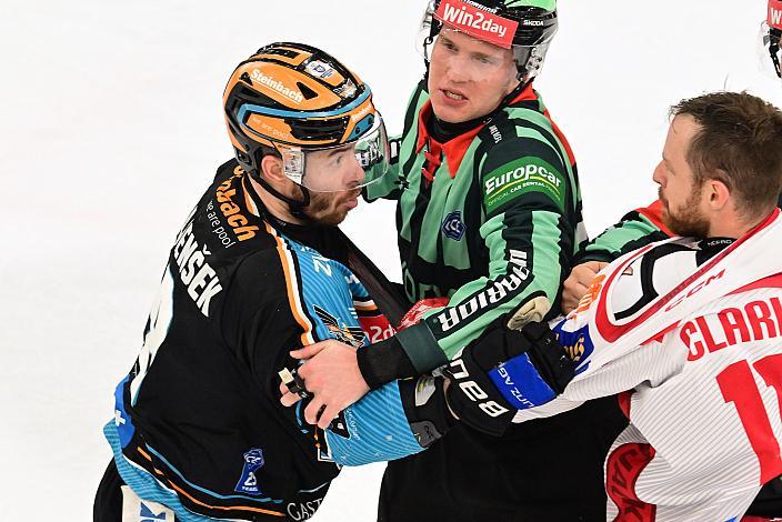 Ken Ograjensek (Steinbach Black Wings Linz), Kevin Paul Clark (EC KAC) Semifinale 2, Win2Day ICE Hockey League, 2. Semifinale, Steinbach Black Wings Linz vs EC KAC,  Linz AG Eisarena 