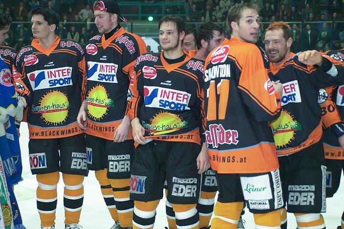 Georg Obermayr, Thomas Pfeffer, Philipp Lukas, Reid Simonton, Jürgen Peintner, 4. Finale in Villach um den Meistertitel EC VSV - Black Wings Linz