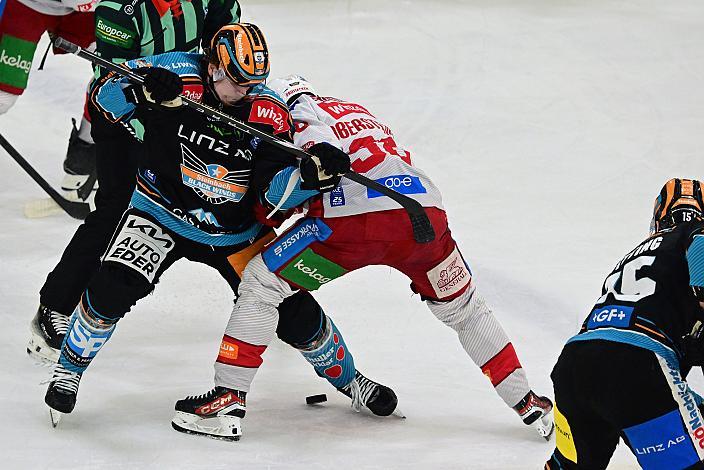 Brodi Stuart (Steinbach Black Wings Linz), Daniel Obersteiner (EC KAC) Semifinale 4, Win2Day ICE Hockey League, 4. Semifinale, Steinbach Black Wings Linz vs EC KAC,  Linz AG Eisarena 