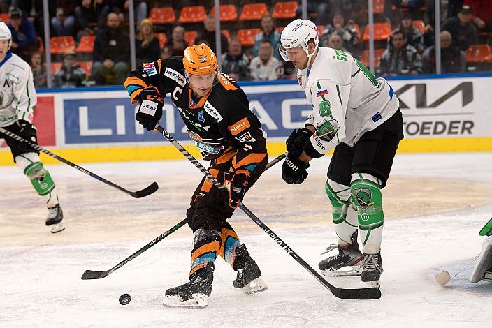 Brian Lebler (Steinbach Black Wings Linz), Miha Stebih (HK SZ Olimpija), Steinbach Black Wings Linz vs HK SZ OLIMPIJA, bet-at-home ICE Hockey League