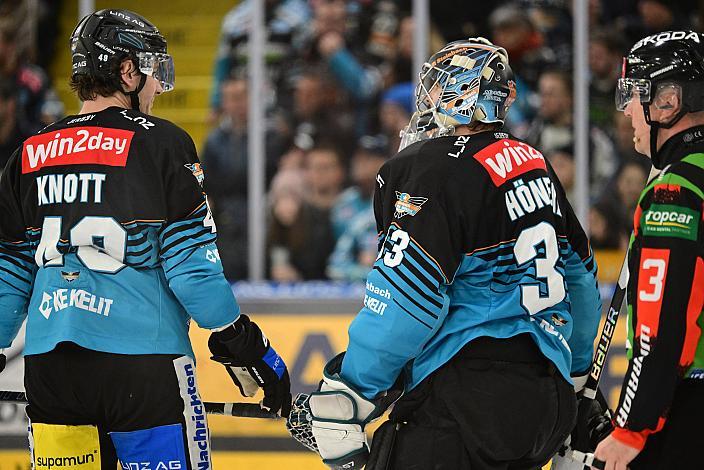Graham Knott (Steinbach Black Wings Linz), Tormann Thomas Höneckl (Steinbach Black Wings Linz), 52. Runde ICE, Steinbach Black Wings Linz vs Graz 99ers, Linz AG Eisarena 