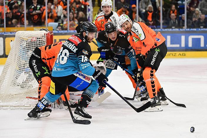 Ken Ograjensek (Steinbach Black Wings Linz), Brian Lebler (Steinbach Black Wings Linz), 52. Runde ICE, Steinbach Black Wings Linz vs Graz 99ers, Linz AG Eisarena 