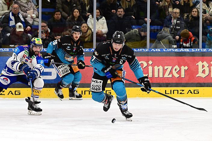 Brian Lebler (Steinbach Black Wings Linz), Travis Barron (Steinbach Black Wings Linz), Steven Strong (EC iDM Wärmepumpen VSV), 36. Runde ICE, Steinbach Black Wings Linz vs EC iDM Wärmepumpen VSV), Linz AG Eisarena 