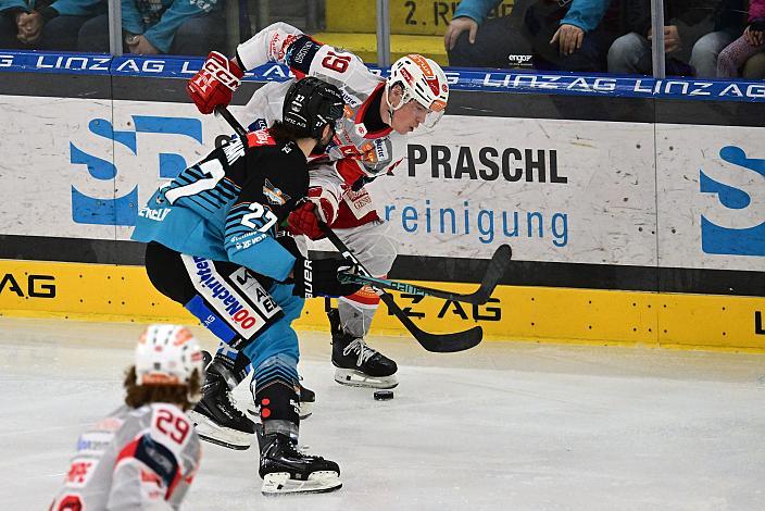 Shawn St.Amant (Steinbach Black Wings Linz), David Waschnig (EC KAC), 41. Runde ICE, Steinbach Black Wings Linz vs EC KAC, Linz AG Eisarena 