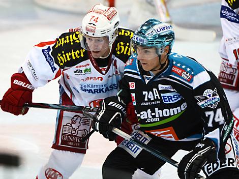 Daniel Oberkofler, Linz und Jamie Lundmark, KAC, EHC Liwest Black Wings Linz vs EC KAC