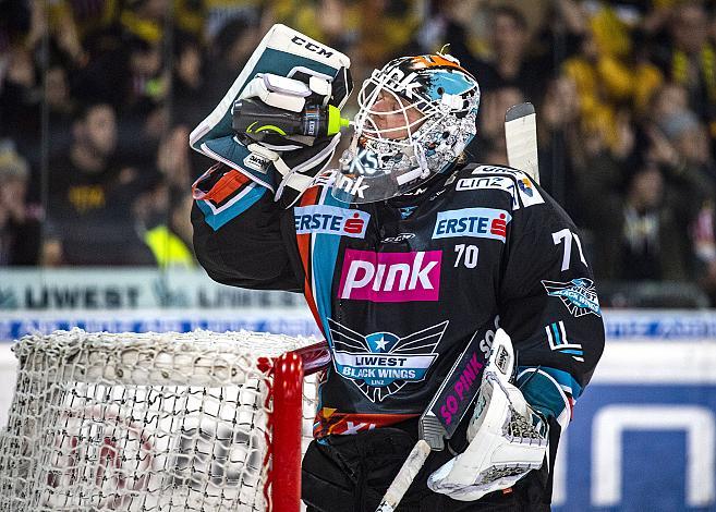 Im Bild: Tormann David Kickert (EHC Liwest Black Wings Linz) Eishockey,  EHC Liwest Black Wings Linz vs Spusu Vienna Capitals