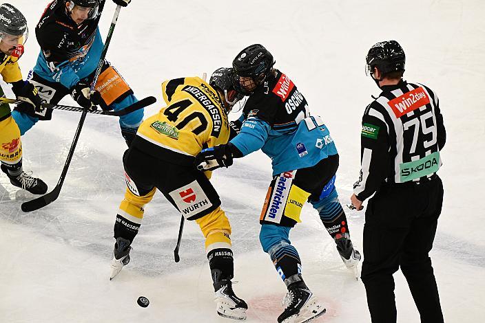 Raphael Andergassen (HC Pustertal Wölfe), Jonathan Oschgan (Steinbach Black Wings Linz), 19. Runde ICE, Steinbach Black Wings Linz vs HC Pustertal Wölfe, Linz AG Eisarena 